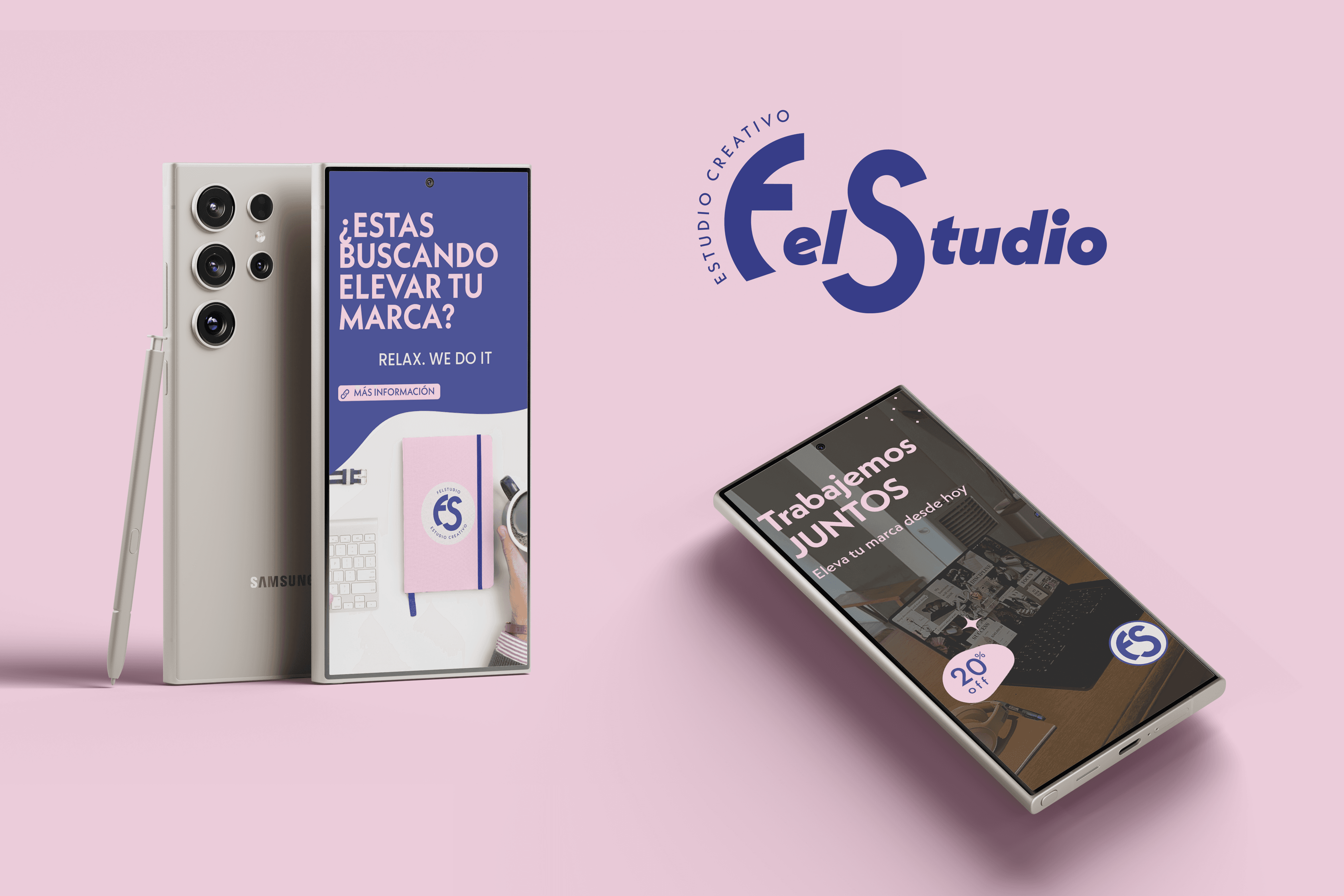 Identidad visual desarrollada por Fel Studio con tarjetas de presentación y branding impreso