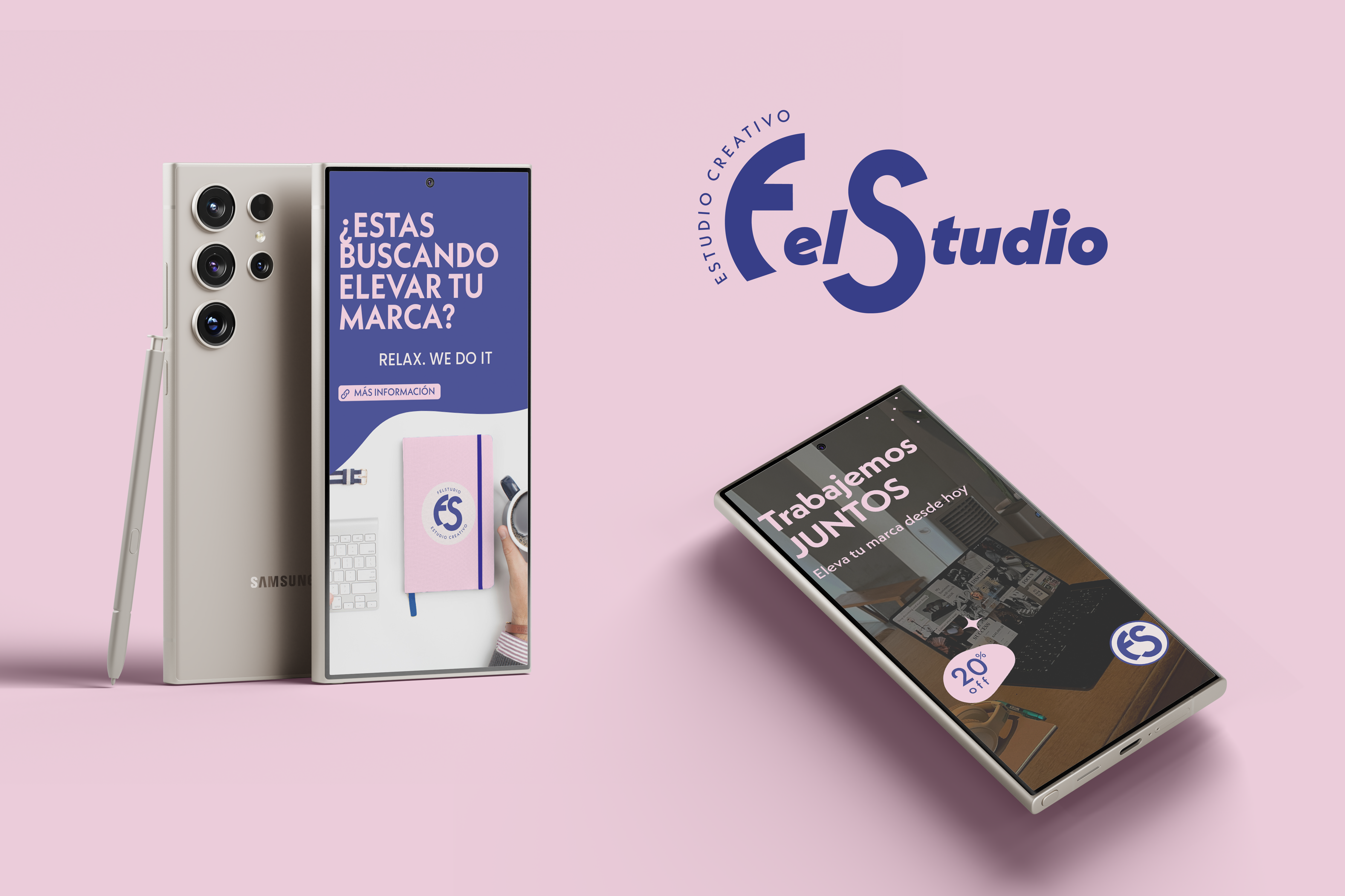 Identidad visual desarrollada por Fel Studio con tarjetas de presentación y branding impreso